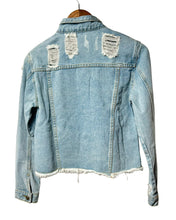 Load image into Gallery viewer, Crop Medium Washed Distressed Vintage Inspired Jean Jacket