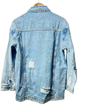 Load image into Gallery viewer, Oversized Medium Washed Distressed Vintage Inspired Jean Jacket
