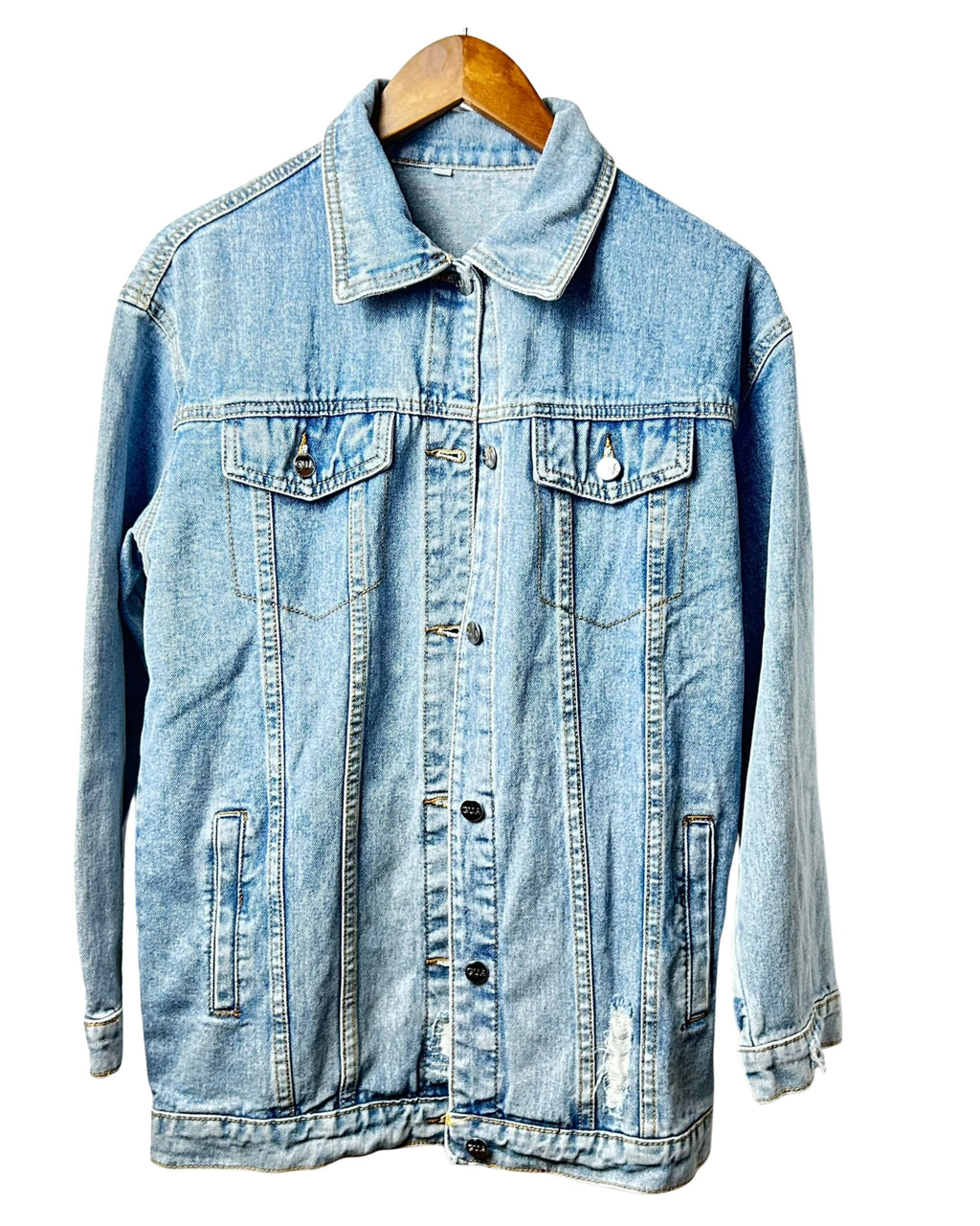 Oversized Distressed Jean Jacket