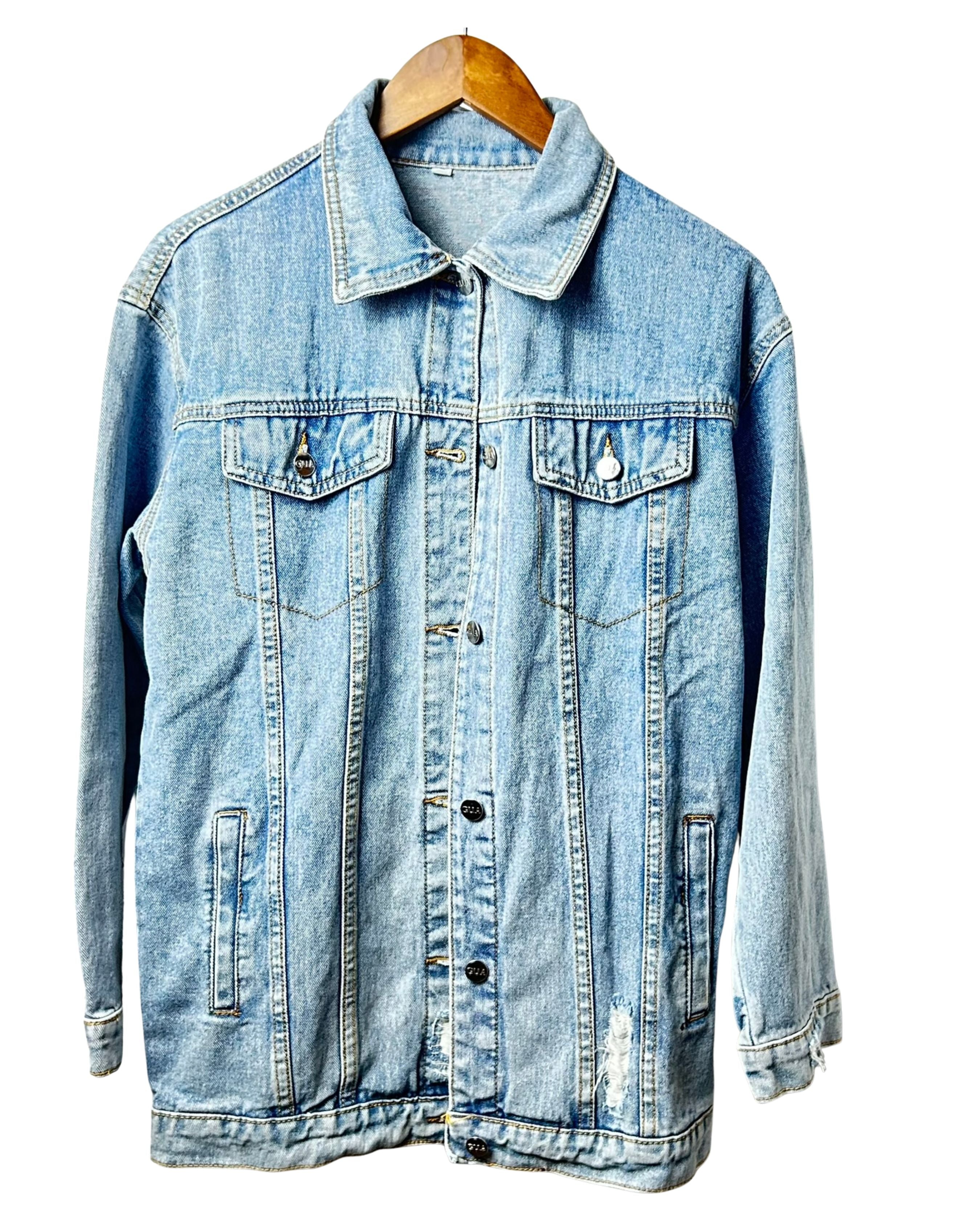 Oversized Distressed Jean Jacket