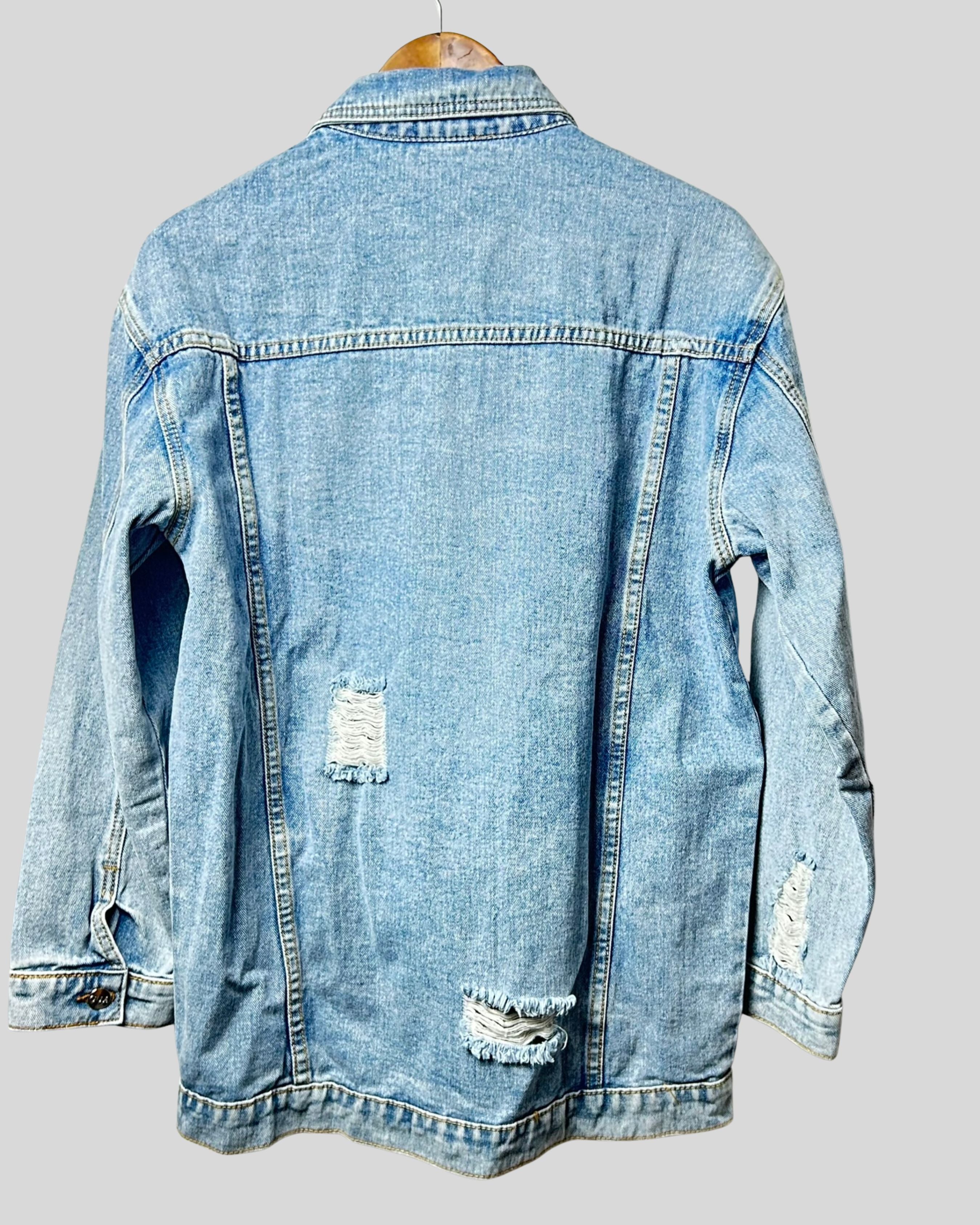 Oversized Distressed Jean Jacket